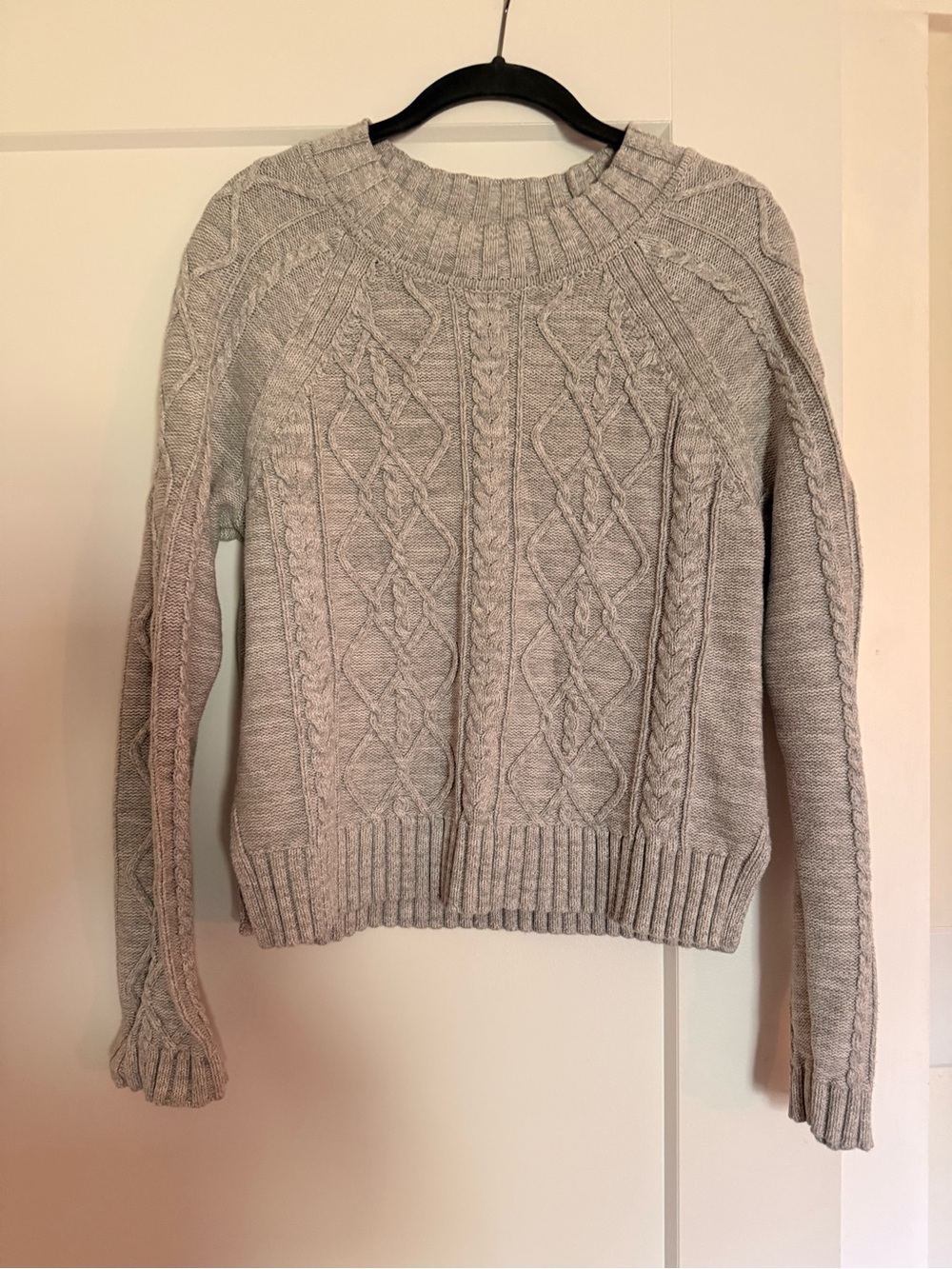 GAP Light Gray Cable Crewneck Sweater